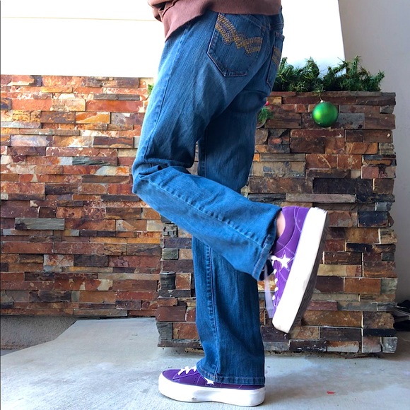 mid rise straight jeans w flare - Picture 1 of 3